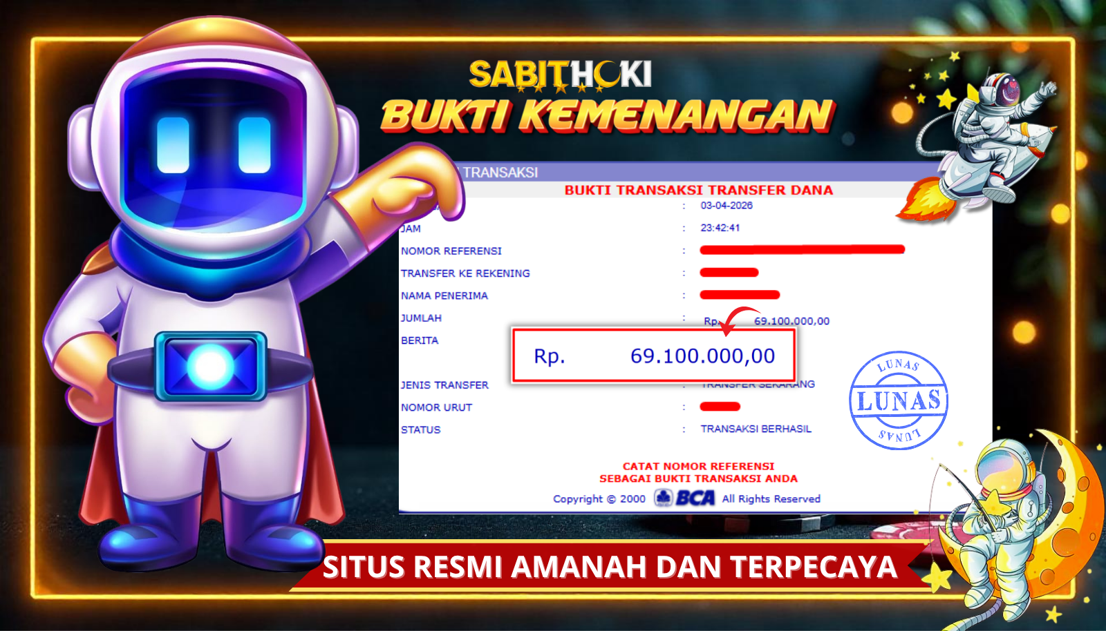 SELAMAT KEPADA MEMBER SETIA SABITHOKI BERHASIL JACKPOT DI PERMAINAN SPACEMAN